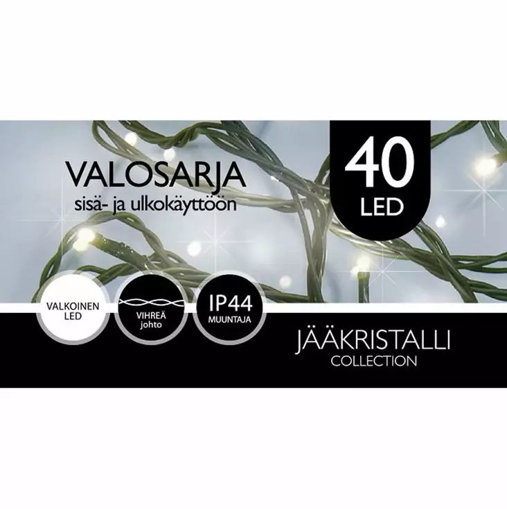 ULKOVALOSARJA LED 40Led Kylmä valkoinen - Valosarjat verkkovirta - 6438159119443 - 1
