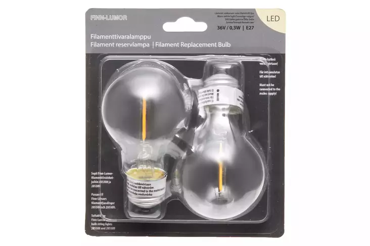 VARALAMPPU Filament 36V E27 2kpl/pkt - Valokoristeiden varalamput - 6410412853103 - 1