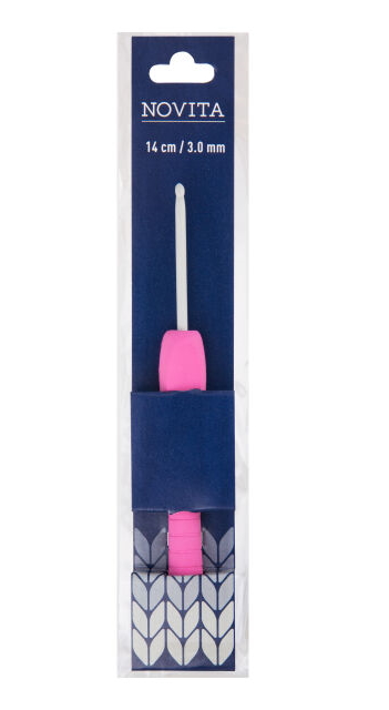 VIRKKUUKOUKKU ERGONOMINEN 14cm 3,00mm Novita virkkuukoukku ergonominen - Virkkuukoukut - 6412619573013 - 1