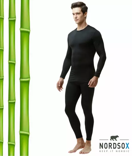 Miesten alusasu bambu pitk=C3=A4t kalsarit pitk=C3=A4 aluspaita - Miesten kerrastot - 6438159992374 - 1