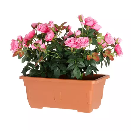 Miniruusu parvekeruukussa vaaleanpunaine - Tekokasvit ja muovikukat - 6410416437224 - 2