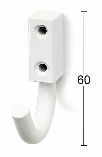 PYYHENAULAKKO 840 1-KOUKKUINEN VALKOINEN HABO - Koukut, naulakot ja telineet - 7317900101564 - 1