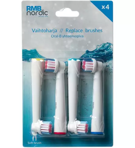 VAIHTOHARJAT SÄHKÖHAMMASHARJAAN RMB BS4 4pack sähköhammasharjan vaihtoharja - KAATORYHMÄ - 6438014120164 - 1