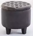 Chic Home Collection Säilytysrahi samettiverhoilulla Ø42cm, pyöreä, harmaa - Huonekalut - 6417783155614 - 1
