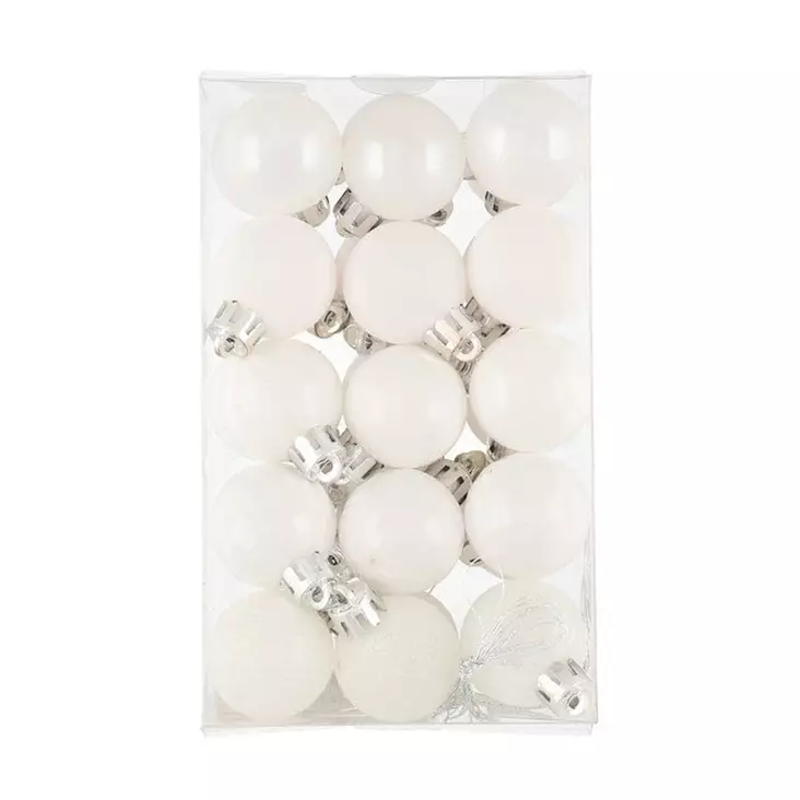 Kuusenpallo 3cm 30kpl valkoinen - Kuusenpallot ja ripustettavat koristeet - 6410416005294 - 1