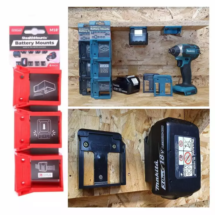 Akunpidike MILWAUKEE akulle 6kpl StealtMounts - Työkaluakut ja -laturit - 650327936584 - 1