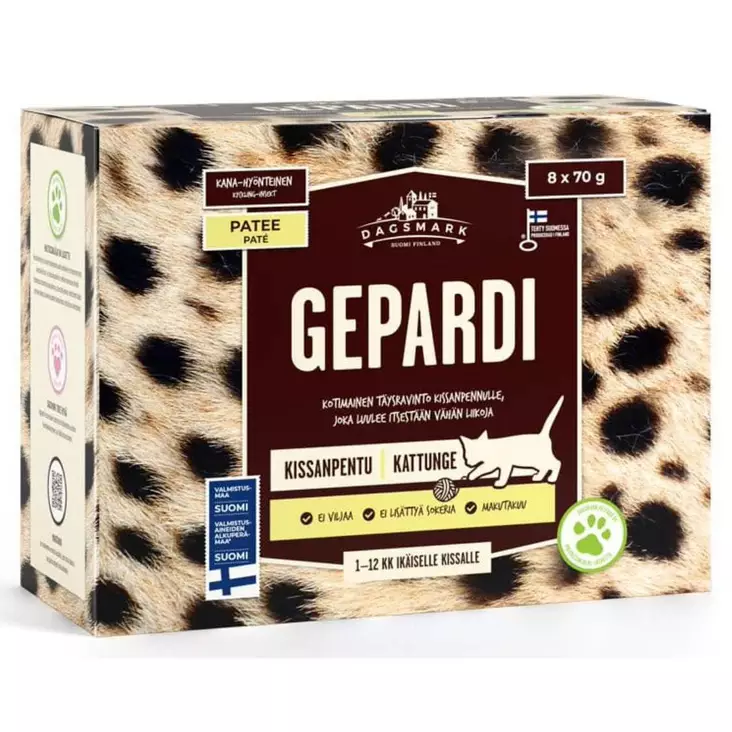 Dagsmark Gepardi 8x70 G Paté Kissanpentu - Kissanruoat ja herkut - 6430066383184 - 1