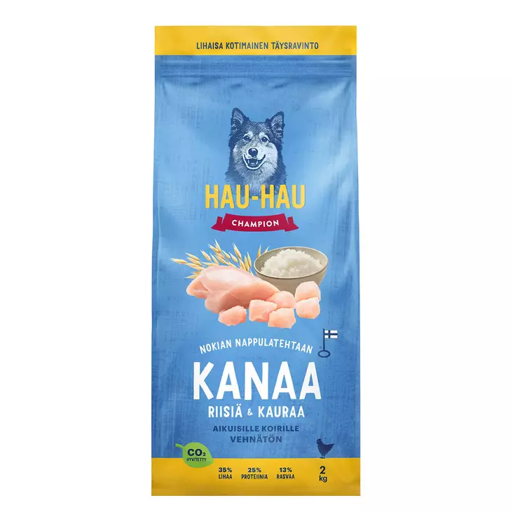 Hau-Hau Champion Kanaa, riisiä & kauraa 2 kg koiranruoka - Koiranruoat ja herkut - 6420140900024 - 2