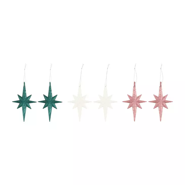 Kuusenkoriste tähti glitter 13 cm 2 kp - Kuusenpallot ja ripustettavat koristeet - 6412165087774 - 1