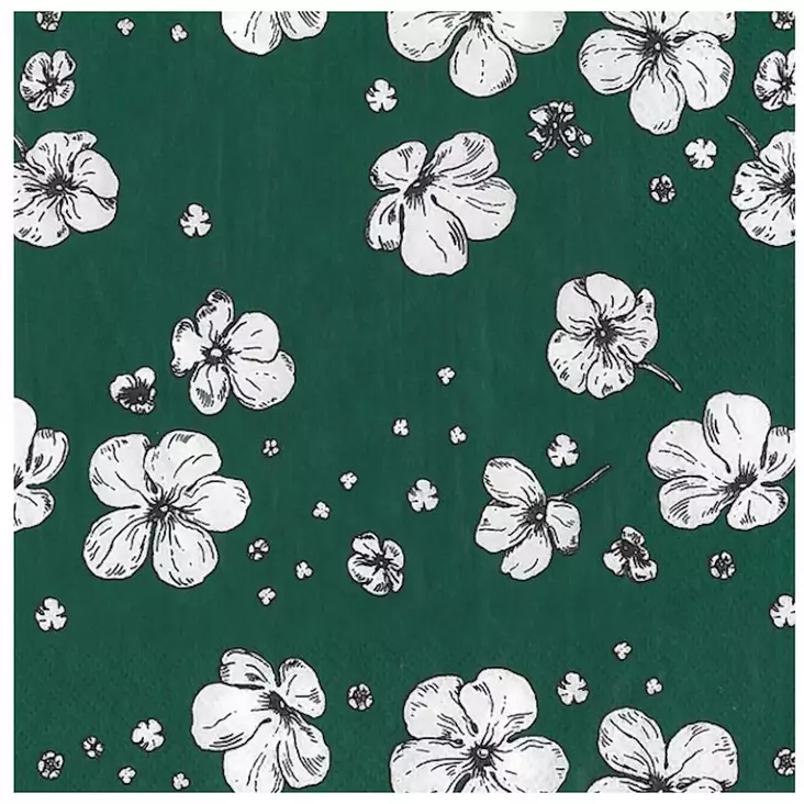 Lautasliina 24cm 20kpl Lumipallo havunvihreä Havi Nuppu - Kahviliinat 24x24 - 6411633326834 - 1
