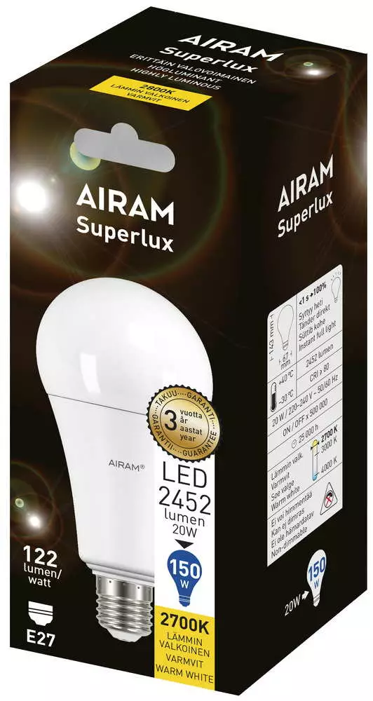 Airam superlux lamppu. - Lamput E27 kanta - 6435200214744 - 1