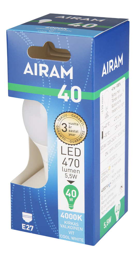 LED 3,6W/840 E14 AIRAM HIMMENNETTÄVÄ - Lamput E14 kanta - 6435200264374 - 1