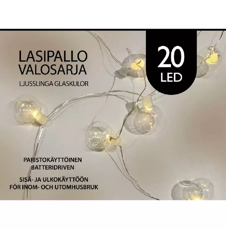 LED MINI LASIPALLO 20 LED - Valosarjat paristokäyttöiset - 6438159302784 - 1