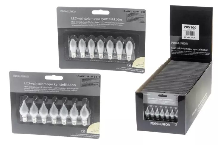 Led vaihtolamppu 2-9 osaisiin kynttelikköihin - Valokoristeiden varalamput - 6410412051004 - 1