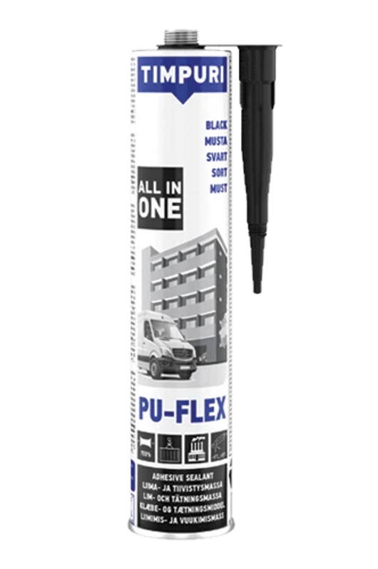LIIMA- JA TIIVISTYSMASSA PU-FLEX MUSTA 300ML TIMPURI - Liimamassat ja tiivistysmassat - 6418091030594 - 1