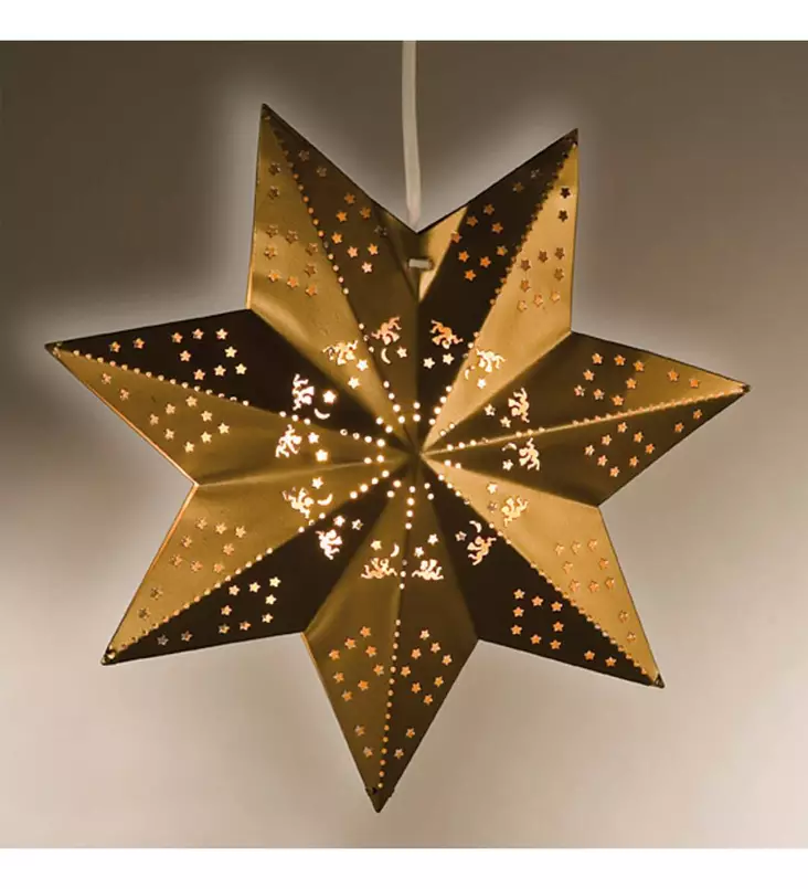 METALLINEN JOULUTÄHTI 30CM AIRAM LEENA LED MESSINKI - Ikkunan valokoristeet - 6435200213174 - 1