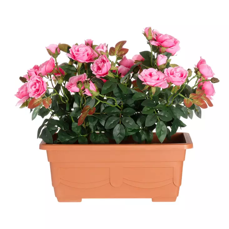 Miniruusu parvekeruukussa vaaleanpunaine - Tekokasvit ja muovikukat - 6410416437224 - 1