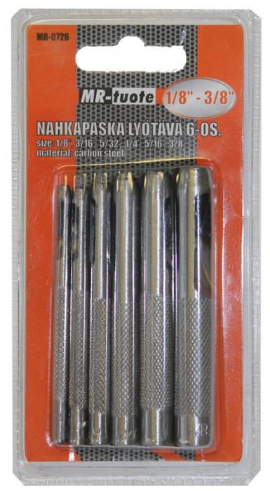 Nahan lävistyssarja 6-osainen - Tuurnat ja reikämeistit - 6430013067624 - 1