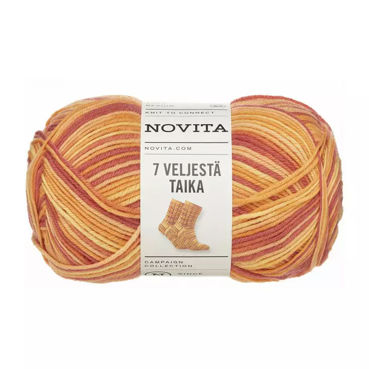 Novita 7 Veljestä taika 150g aurinkoinen - Sukkalangat - 6412618215624 - 1