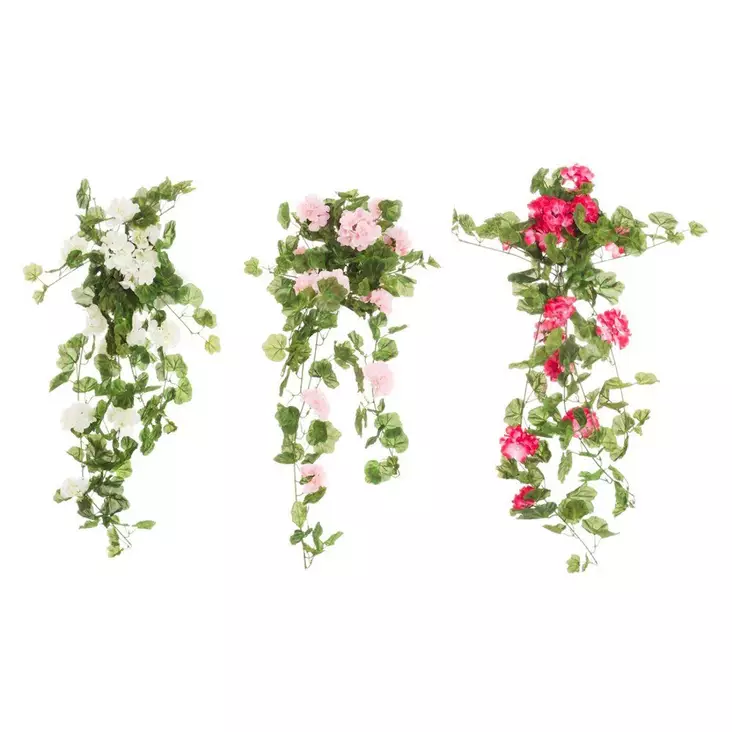 Pelargonia kimppu riippuva 80cm - Tekokasvit ja muovikukat - 6410413122154 - 1