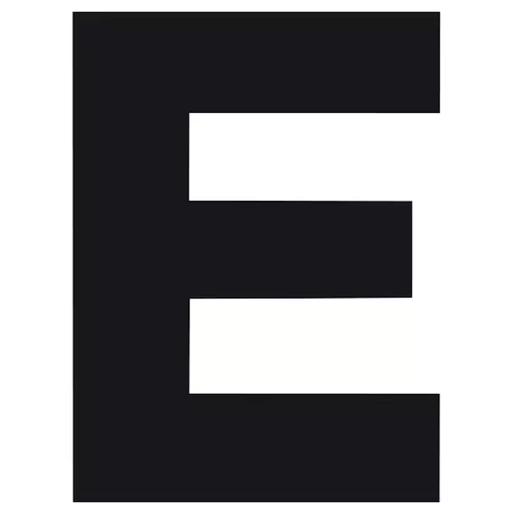 Pisla kirjaintarra e musta 8cm - Talonumerot ja -kirjaimet - 6414676008644 - 1