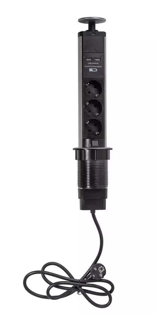 airam pop-up pistorasia usb portilla - Pistorasiat, haaroittimet ja kytkimet - 6435200259554 - 1