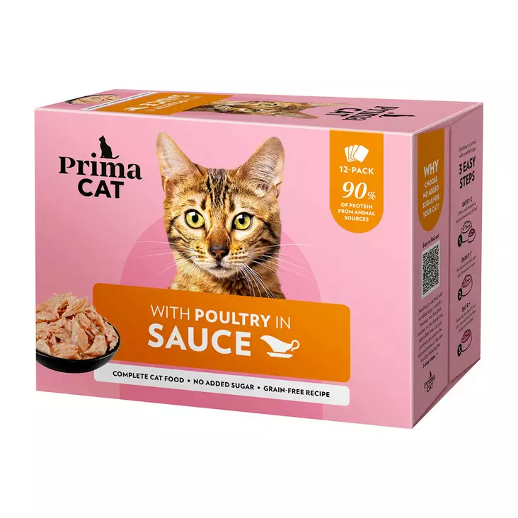 PrimaCat siipikarjaa kastikkeessa 12x85G - Kissanruoat ja herkut - 6438554009004 - 1