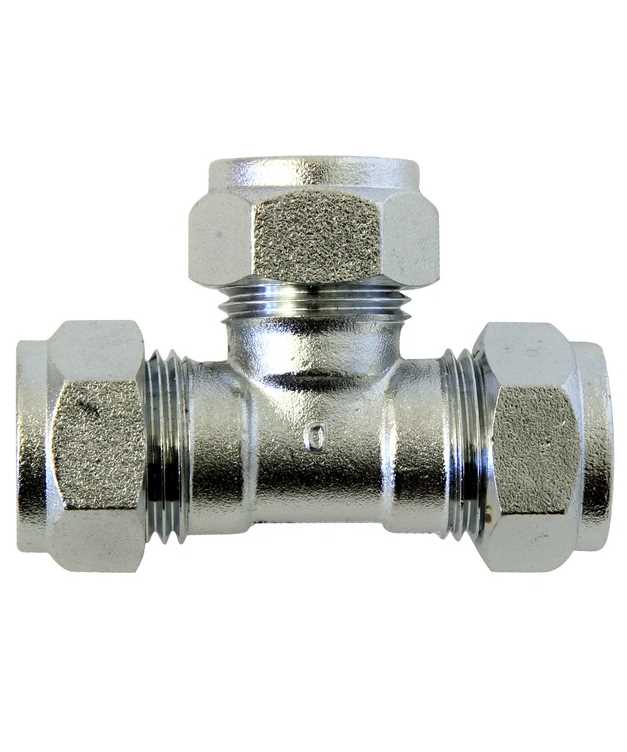 PUSERRUS T-LIITIN 10 MM KROMATTU OPAL - Käyttövesiliittimet ja tarvikkeet - 6413820153704 - 1