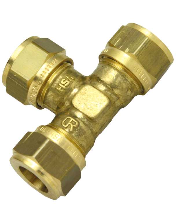 PUSERRUS T-LIITIN 18 MM OPAL MESSINKI - Käyttövesiliittimet ja tarvikkeet - 6413820150574 - 1