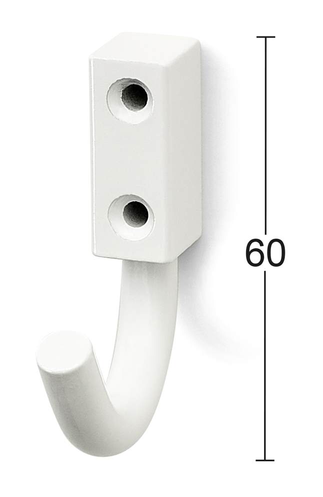 PYYHENAULAKKO 840 1-KOUKKUINEN VALKOINEN HABO - Koukut, naulakot ja telineet - 7317900101564 - 1