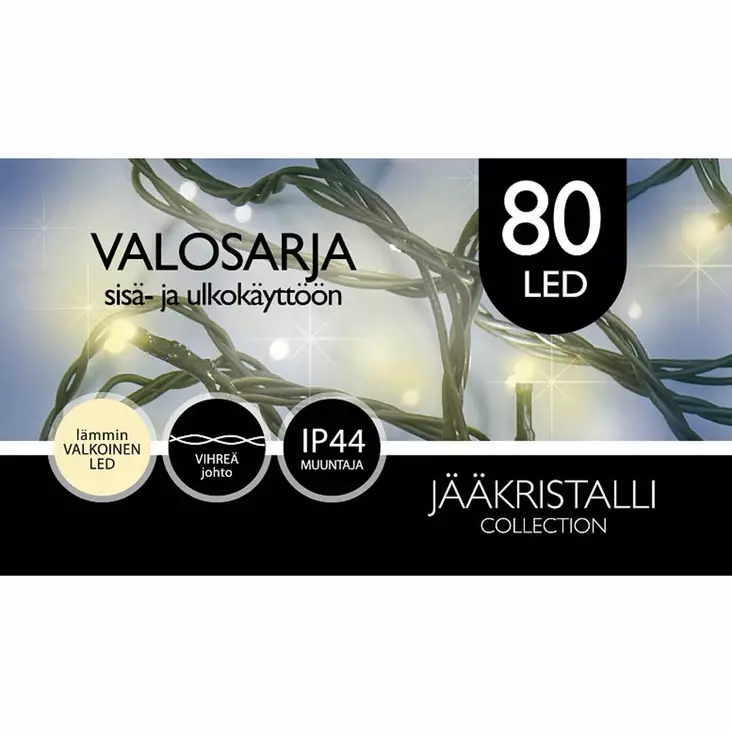ULKOVALOSARJA LED 80Led Lämmin valkoinen - Valosarjat verkkovirta - 6438159119504 - 1