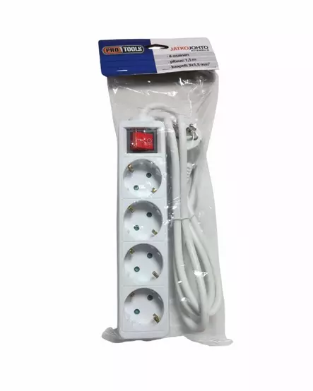 Jatkojohto 4-os 1,5m kytkimellä - Jatkojohdot, kaapelikelat ja tarvikkeet - 6438159056175 - 2