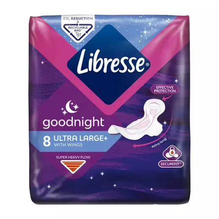 LIBRESSE ULTRA LARGE GOODNIGHT 8 - Kuukautissiteet - 7322540960235 - 1