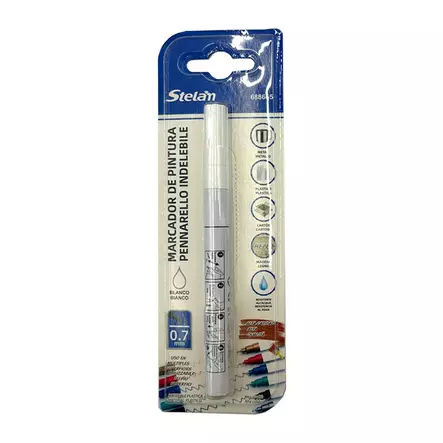 Maalikynä, valkoinen 0,7mm - Yleiset konttoritarvikkeet - 6438506012755 - 1