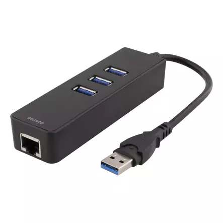 Verkkosovitin, 1xGigabitRJ45, 1xUSB3 A ur, 3x USB3 na, musta - Oheislaitekaapelit ja adapterit - 4894160004345 - 1