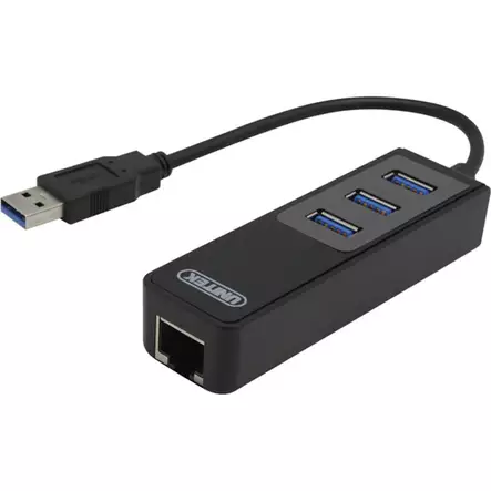 Verkkosovitin, 1xGigabitRJ45, 1xUSB3 A ur, 3x USB3 na, musta - Oheislaitekaapelit ja adapterit - 4894160004345 - 2