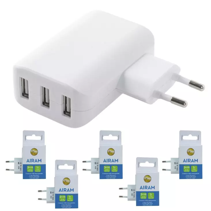 5kpl 3-os USB latauspistoke IP20 - Laturit, kaapelit ja varavirtalähteet - 834865 - 1