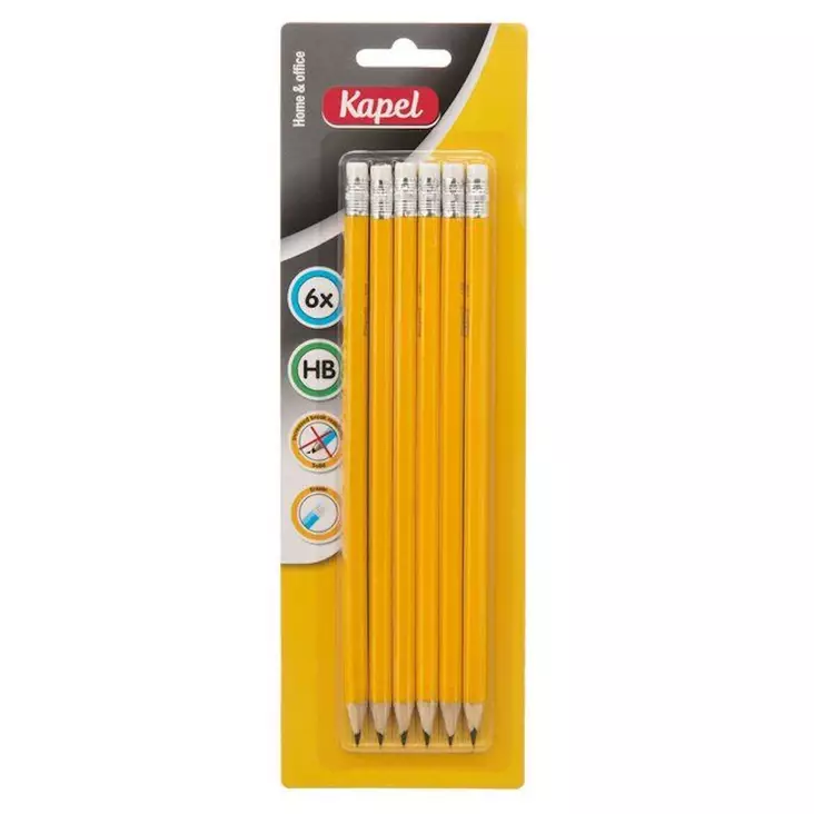 Lyijykynä kumipäällä HB 6kpl - Lyijykynät ja lyijyt - 6410412853585 - 1