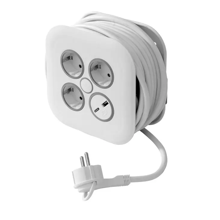 Jatkojohtokela 3 osainen 2 x USB-A 7m IP20 Airam - Laturit, kaapelit ja varavirtalähteet - 6435200286505 - 1