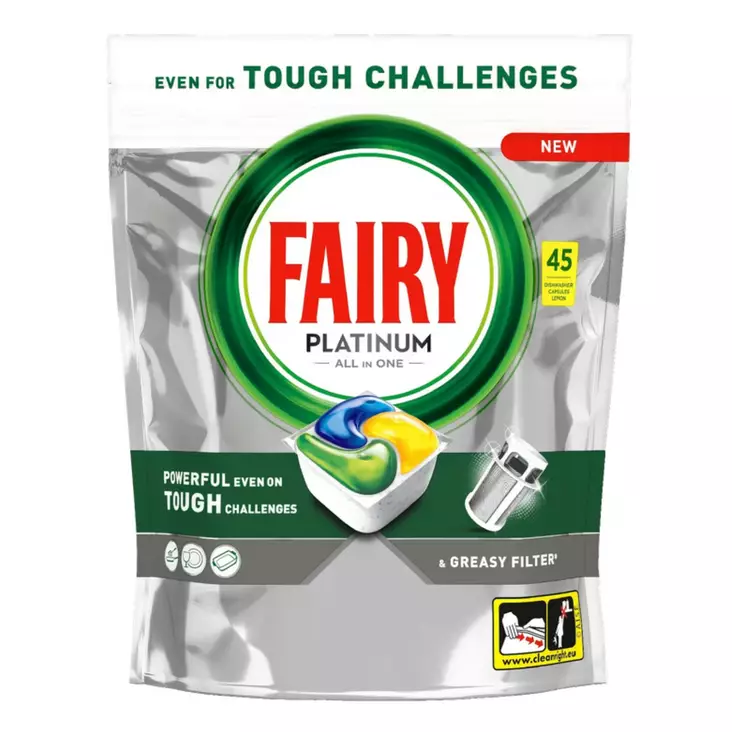 FAIRY PLATINUM KONETISKITABLETTI 45KPL. - Konetiskiaineet - 8700216237055 - 1