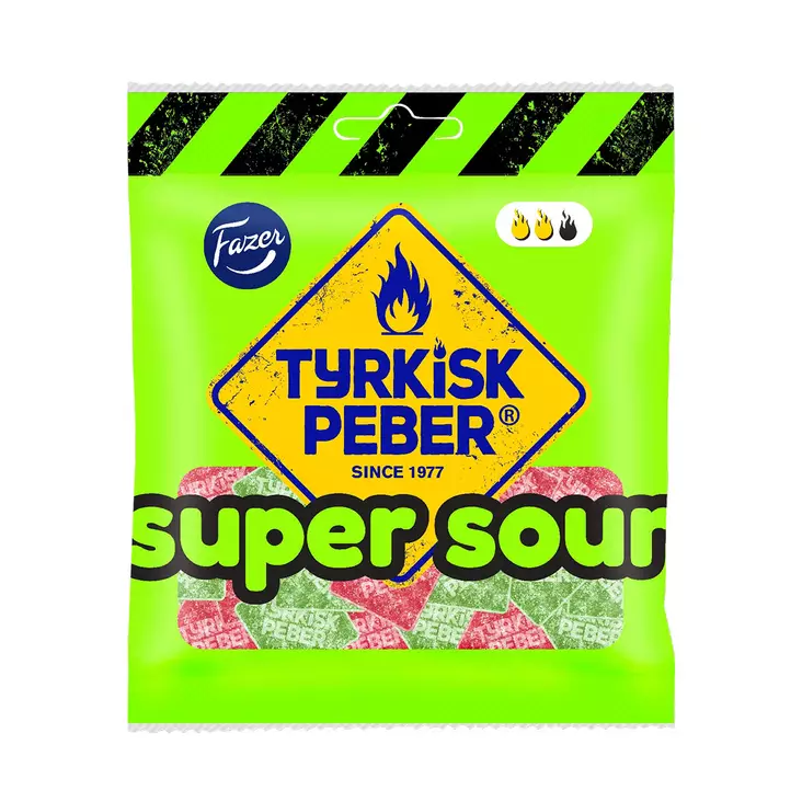 Fazer Tyrkisk Peber Super Sour 80 g - Makeiset ja naposteltavat - 6416453051065 - 1