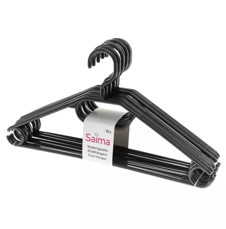 Henkari 10kpl musta muovi - Henkarit - 6410412120465 - 1