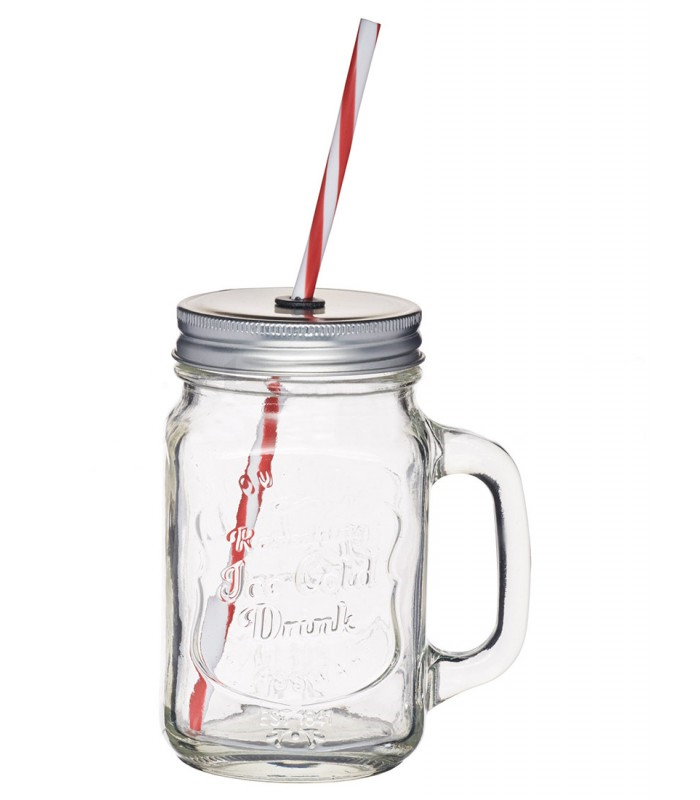 juomapurkki kannella ja pillill=C3=A4 - Lasipullot, purkit ja säilöntä - 6438168097725 - 1