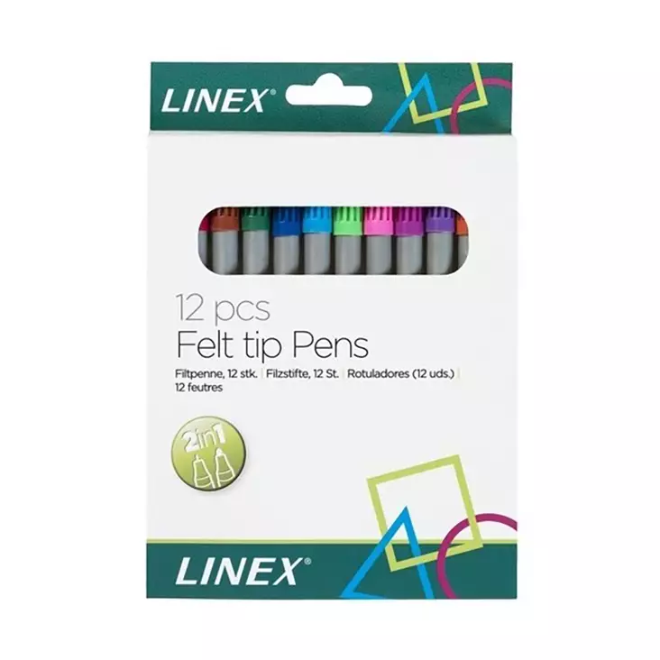 HUOPAKYNÄT 12KPL/PKT KAKSIPÄISET - Tussit, kuitu- ja korostuskynät - 5705467075985 - 1