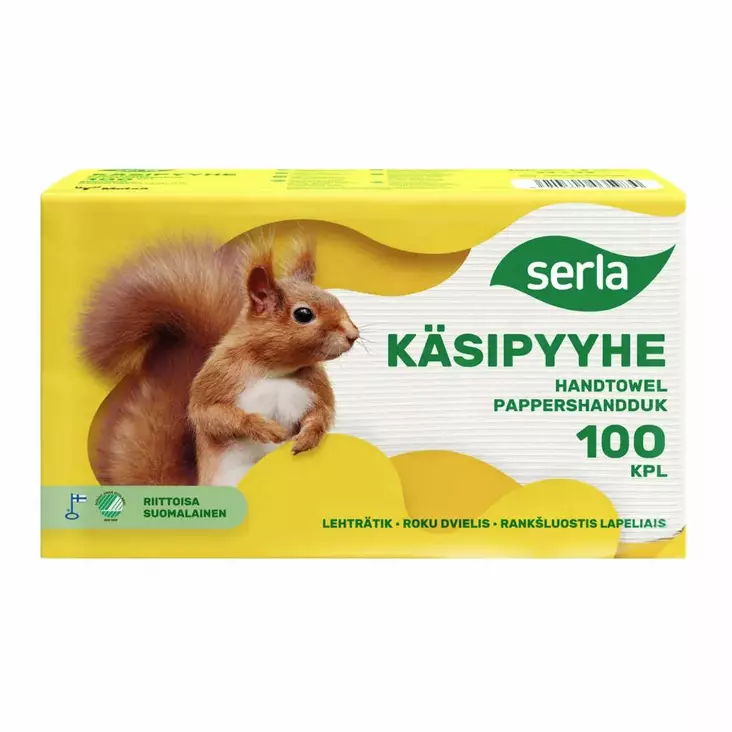 Käsipyyhe 100kpl/pkt Serla valkoinen - Käsipaperit - 6414301091645 - 1