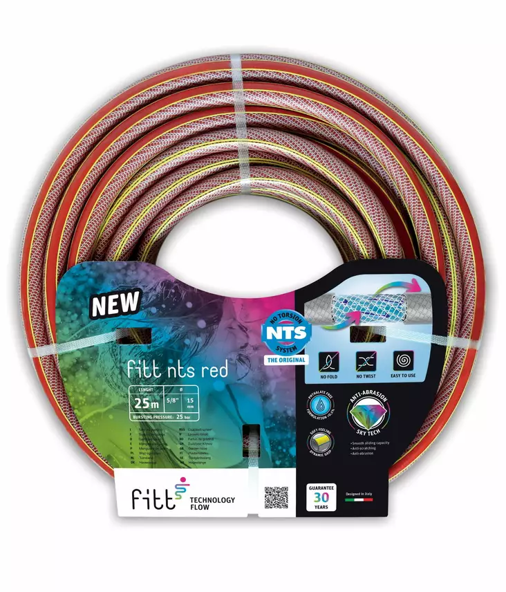 Kasteluletku nts red 5/8" 25m Kiertymätön 6-kerroksinen puutarhaletku - Puutarhaletkut ja letkukelat - 8011963761985 - 1