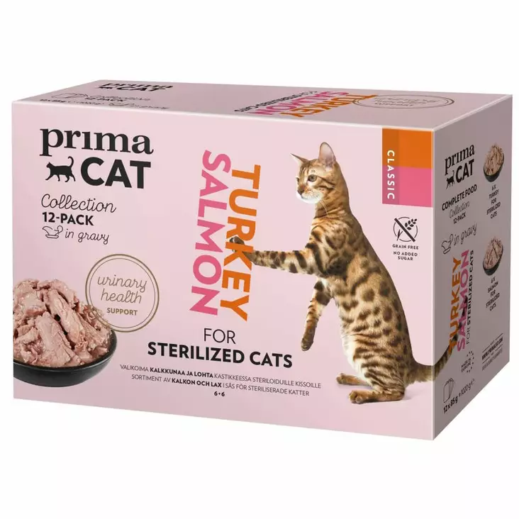 Kastikelajitelma kissalle PrimaCat Classic Sterilized 12 x 85 g - Kissanruoat ja herkut - 6438554000445 - 1