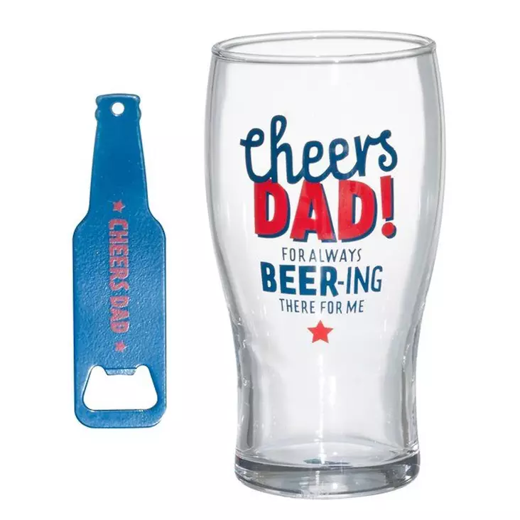 Lahjapakkaus olutlasi ja pullonavaaja - Joulukoristeet ja lumihiutalepallot - 6410416408095 - 1