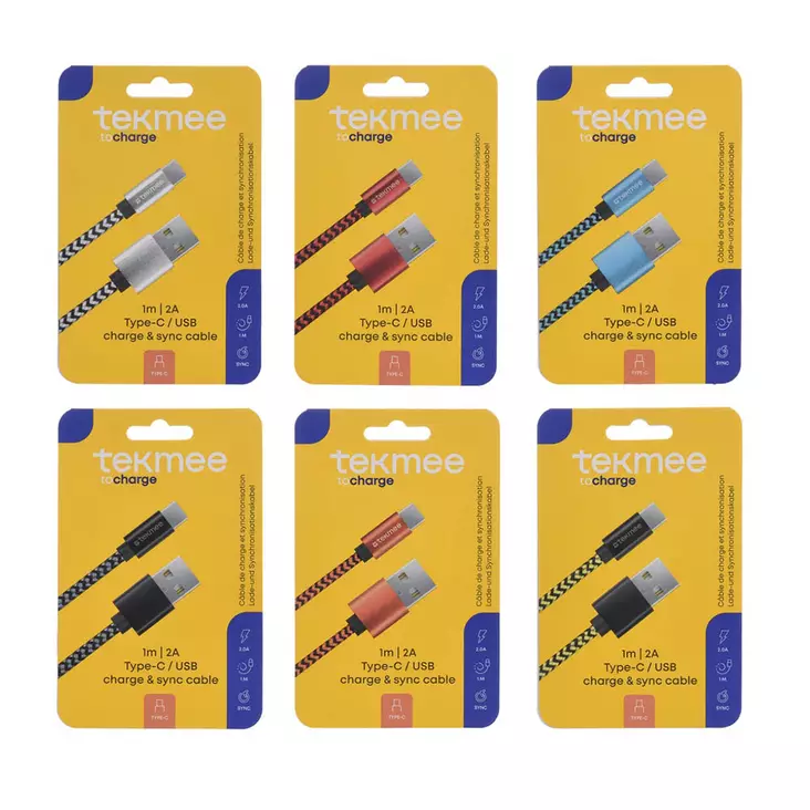 Tekmee latausjohto 1m USB-C-USB - Laturit, kaapelit ja varavirtalähteet - 3661075236175 - 1