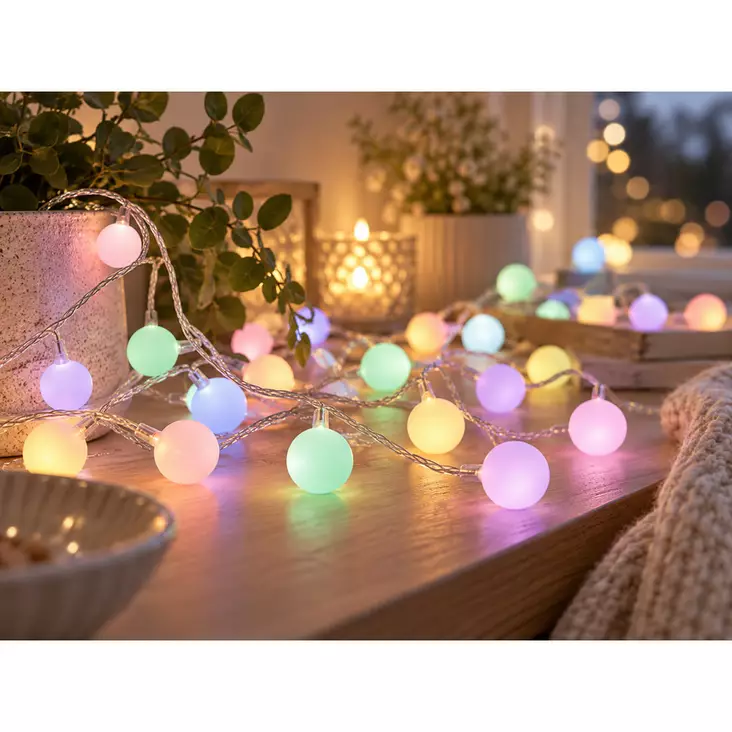 Pastellimarja Led-pallovalosarja 80 Led, - Valosarjat verkkovirta - 6438159388375 - 1